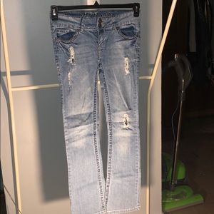 ripped straight leg jeans